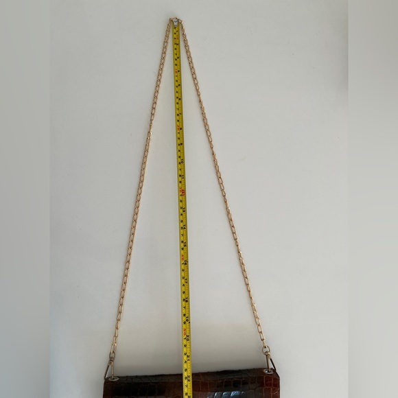 VINTAGE Due Fratelli Leather Made Canada Cross Body Bag Ombre Shiny Texture Chic - Picture 16 of 16